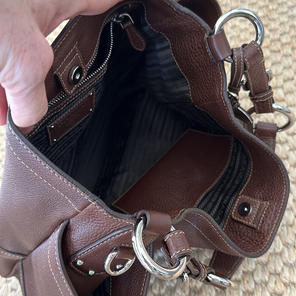 Prada Vitello Daino Hobo Shoulder Bag BROWN - Picture 10 of 16